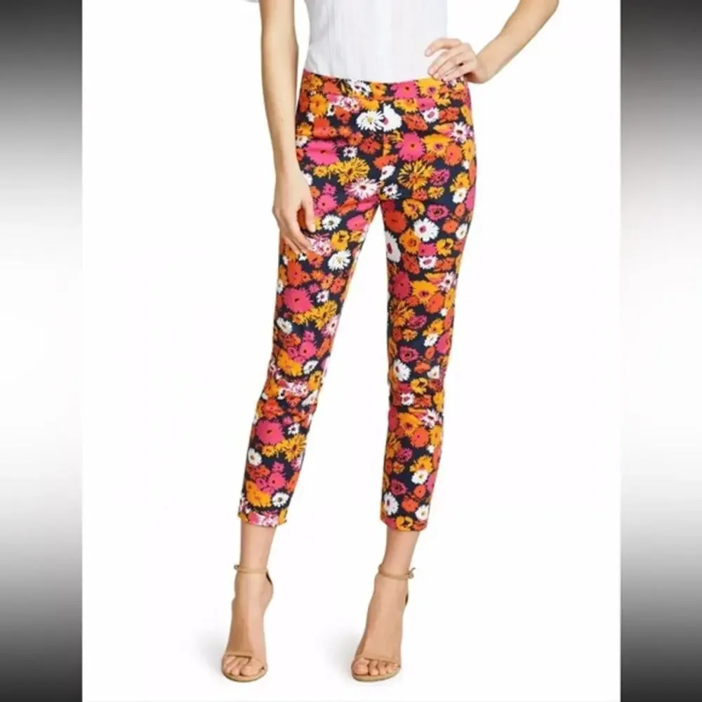 Kate spade dizzy bright floral unique fun teacher pants 27 EUC ankle crop skinny